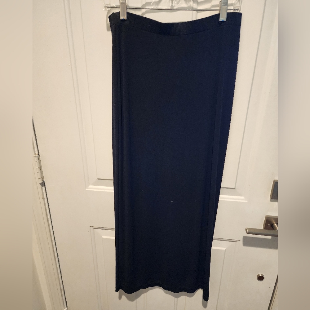 VGUC Black Crepe Long Column Skirt.